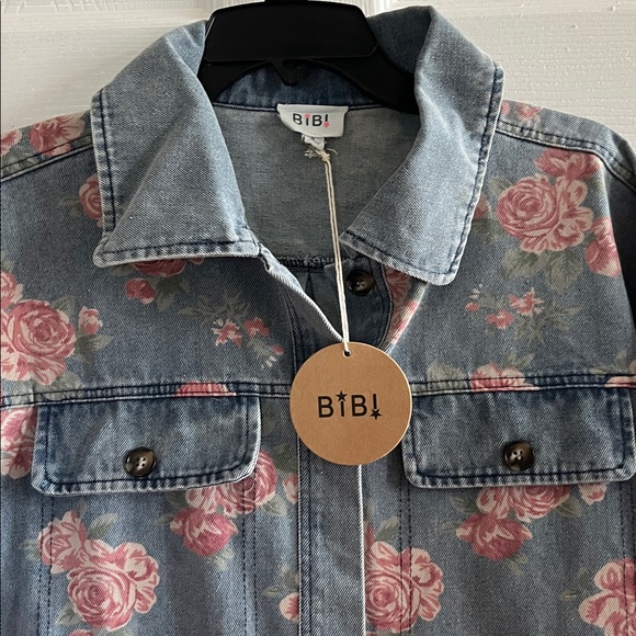 BiBi Blue Floral Jean Shacket - Picture 5 of 6